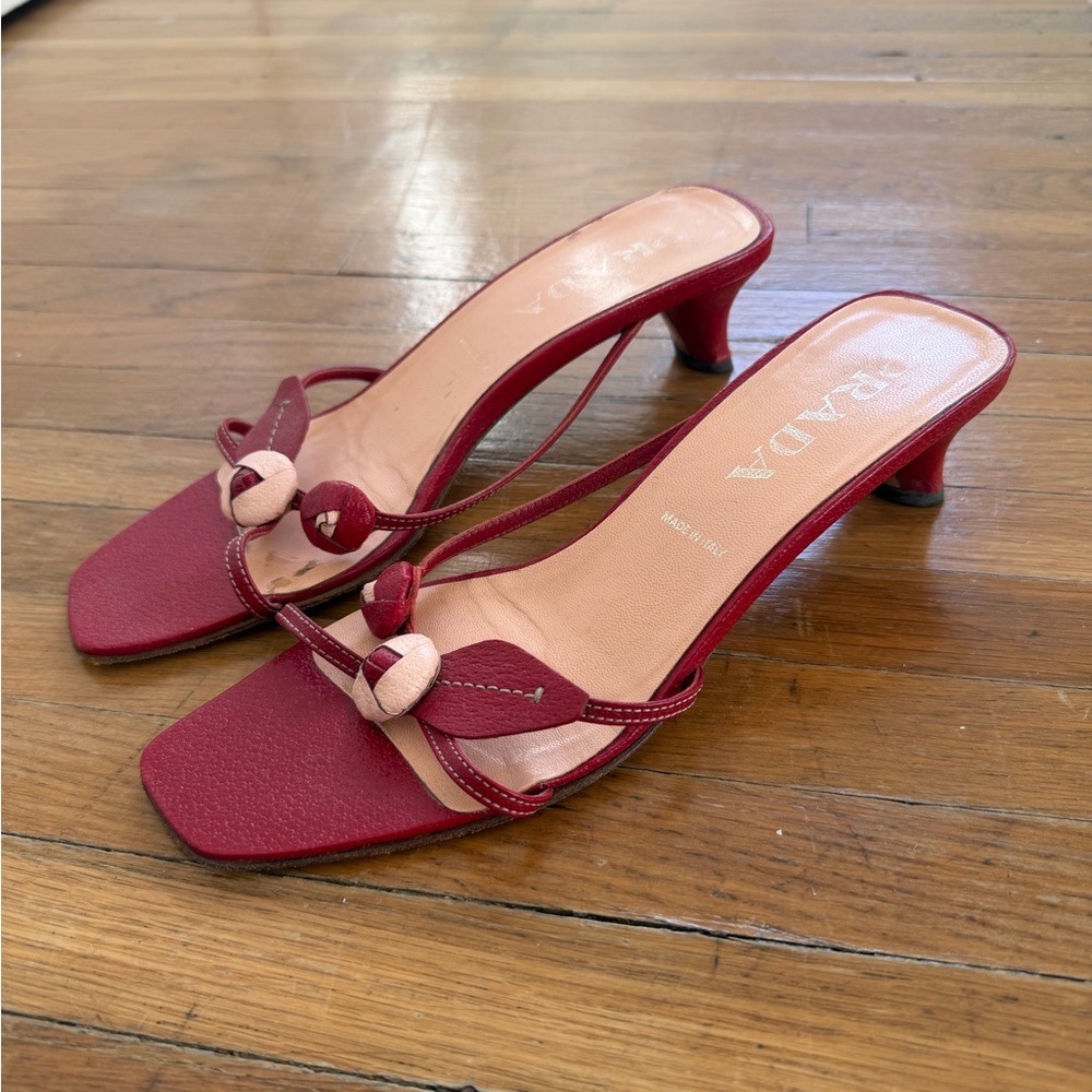 Prada Vintage Sandals with Flower Accent